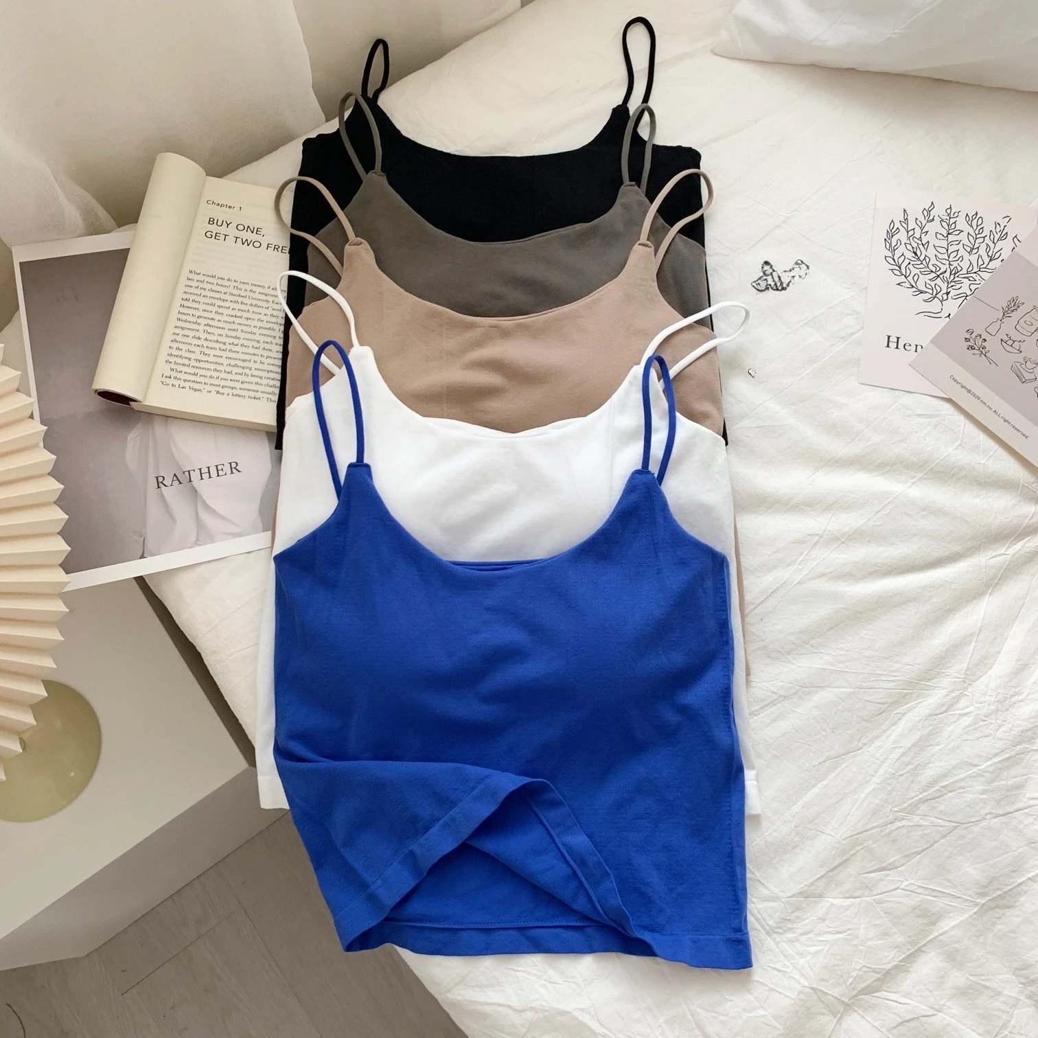 Zjaiss 2026 Summer Pure Desire Sexy Camisole Top Adjustable Spaghetti Strap Crop Top Women's Solid Color Y2K Tank Top