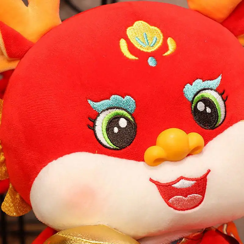 Boneka naga Cina, mainan mewah simulasi naga Cina, merah Beruntung lembut Tahun Baru China, 2024 mewah untuk dekorasi rumah Festival Musim Semi