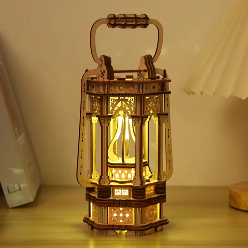 3D Wooden Puzzles For Adults Vintage Lantern Model Kits With Light, 3D Wooden Lantern Model Kits To Build For Home