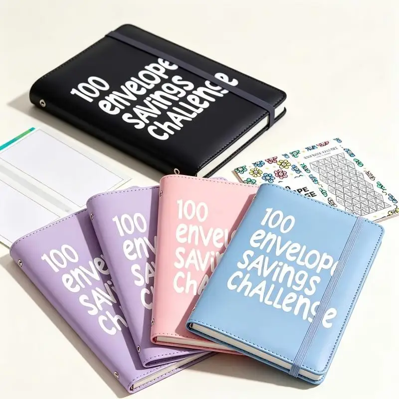 100 Days Envelope Challenge Binder Loose‑Leaf Budget Binder With Cash Envelopes Portable Money Saving Organizer