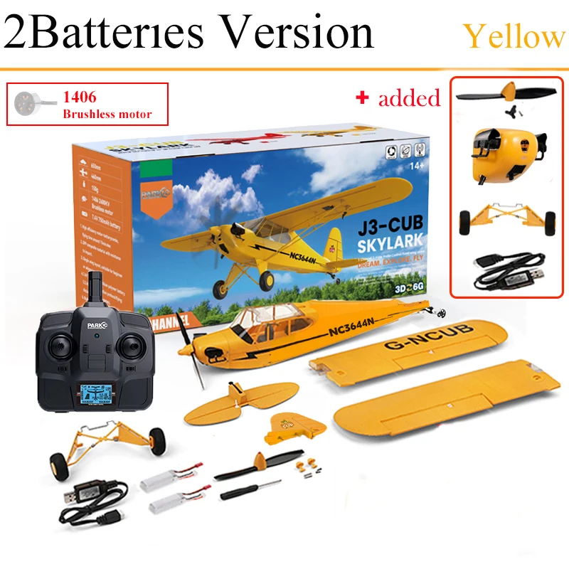 Heißer Verkauf RC Flugzeug RTF 2,4G Bürstenlosen Motor 3D/6G Fernbedienung Flugzeug Wltoys A160 Verbesserte J3-CUB Ready To Fly