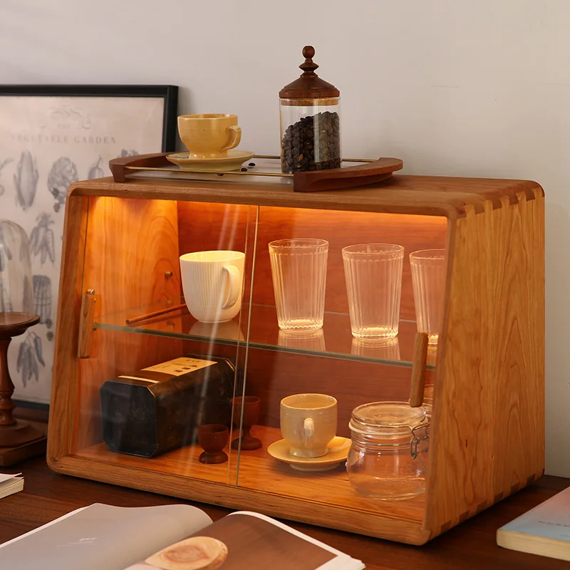 

Wooden Storage Holders Living Room Bedroom Desktop Rack Coffee Tea Set Display Shelf Minimalist Retro Design Storage Racks