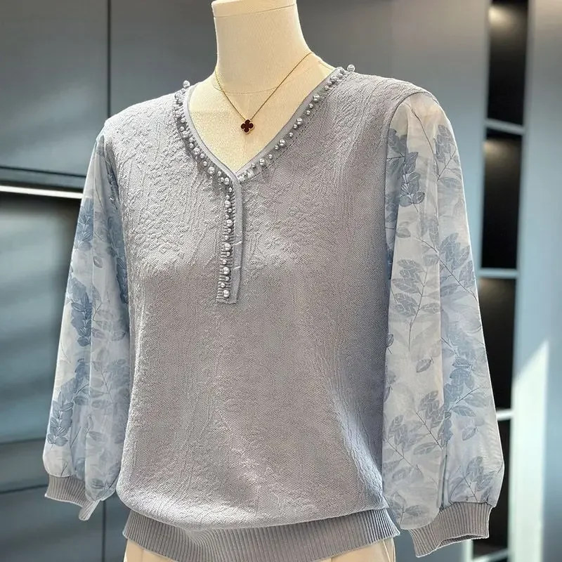 

Модный шифоновый свитер, женские весенние новые топы, универсальная темпераментная рубашка на тонкой основе