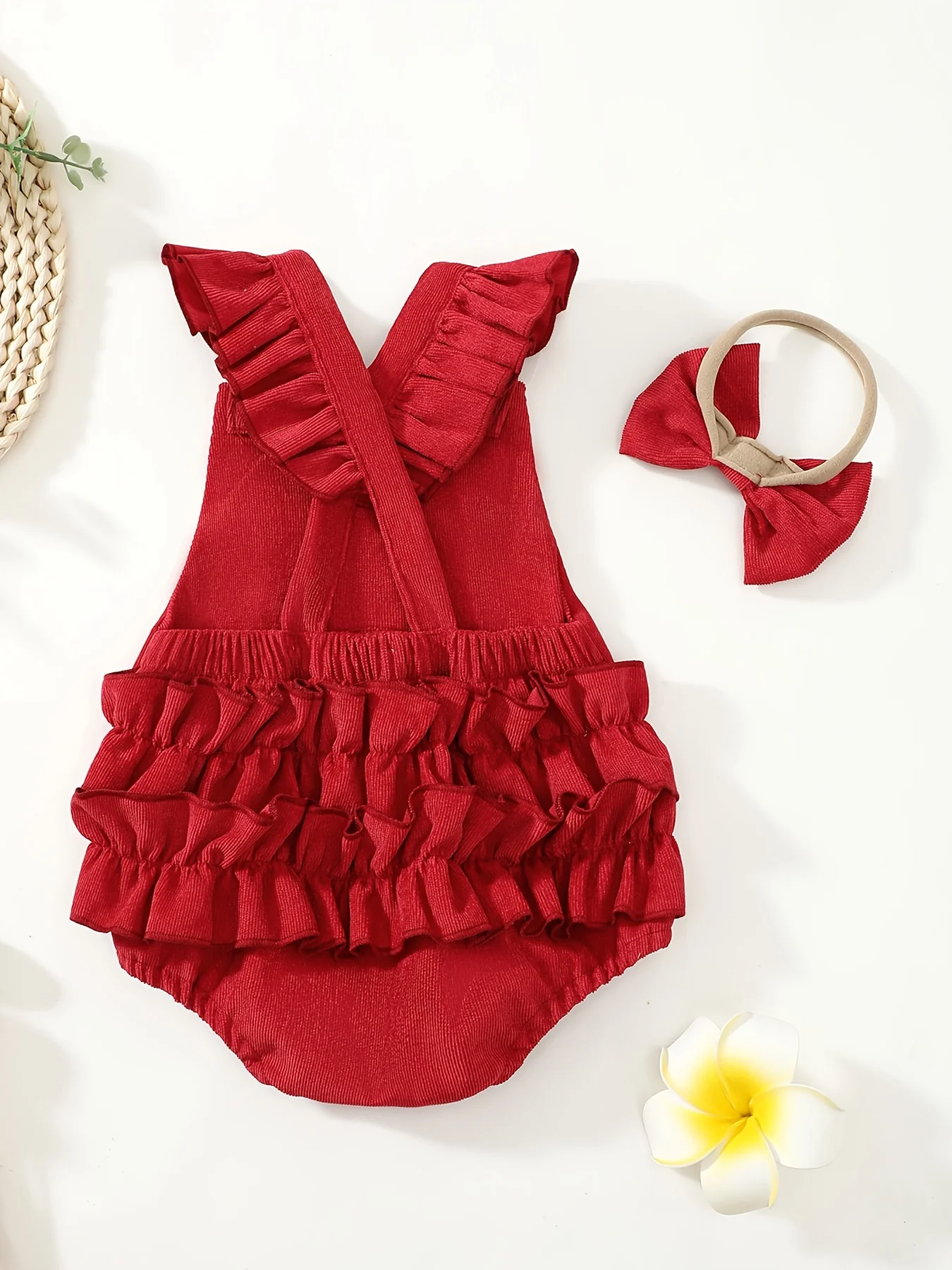 Christmas Deer Towel Embroidery Pattern Baby Girl Romper Triangle Clothes with Butterfly Knot Headband Infant Outfit