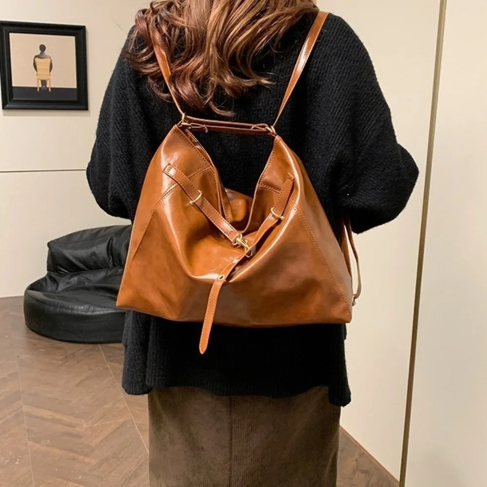 

Simple Large Capacity PU Leather Crossbody Bag Y2K Multifunctional Backpack Waterproof Korean Style Tote Bag Travel