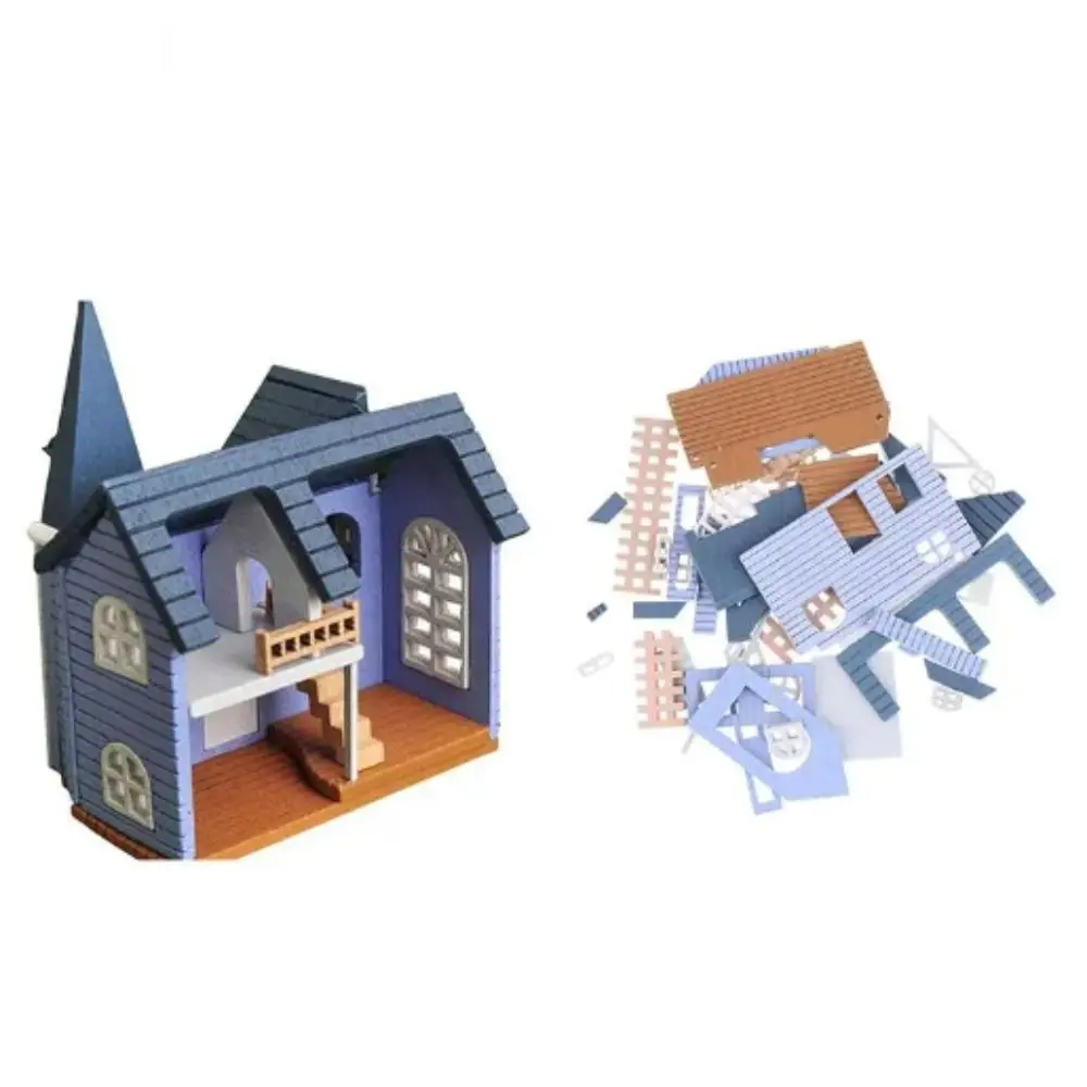 Wooden Fairytale Town House DIY Assemble Doll Houses Miniature Handicraft Building Handicraft Mini Miniature Assemble House Gift