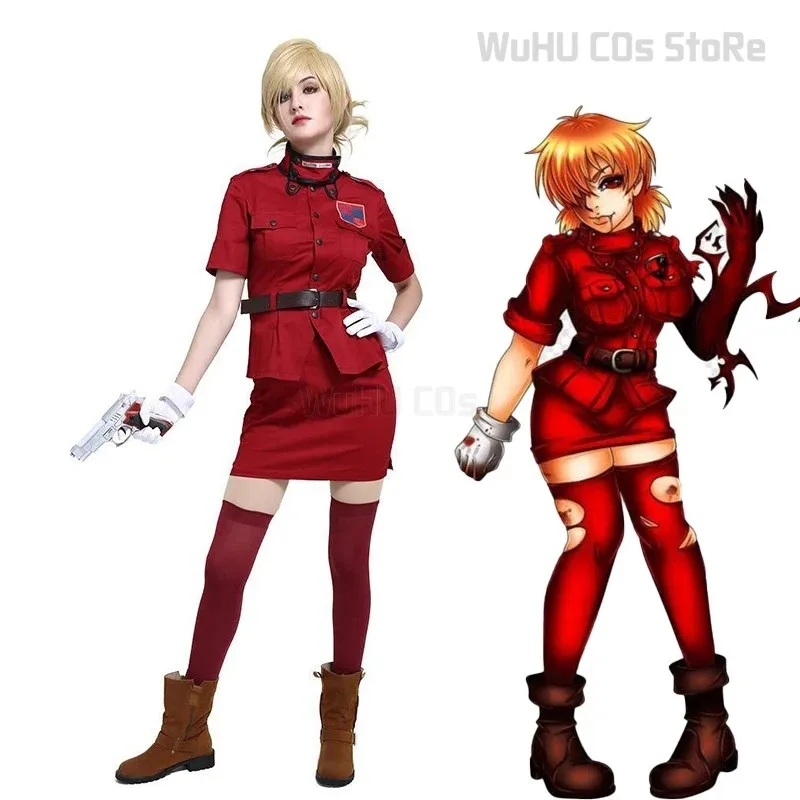 

Аниме комикс Hellsing Seras Victoria костюм Serasu Vikutoria косплей вампир красное платье Хэллоуин карнавал женский костюм; 6'x, 9;y'