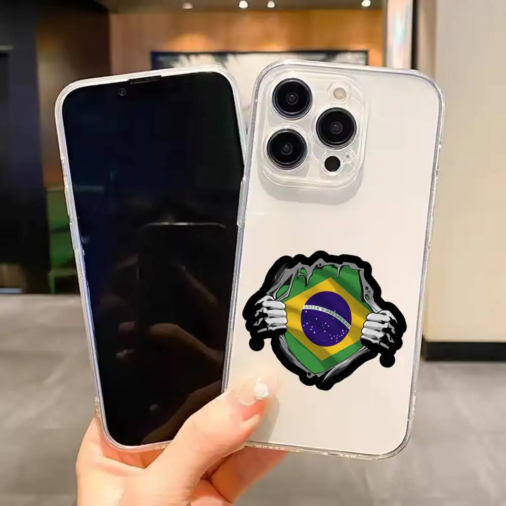 Brazil B-Brazilian  For iPhone 17 16 15 14 13 12 11 Mini Pro Max Plus Transparent Cover Phone Case