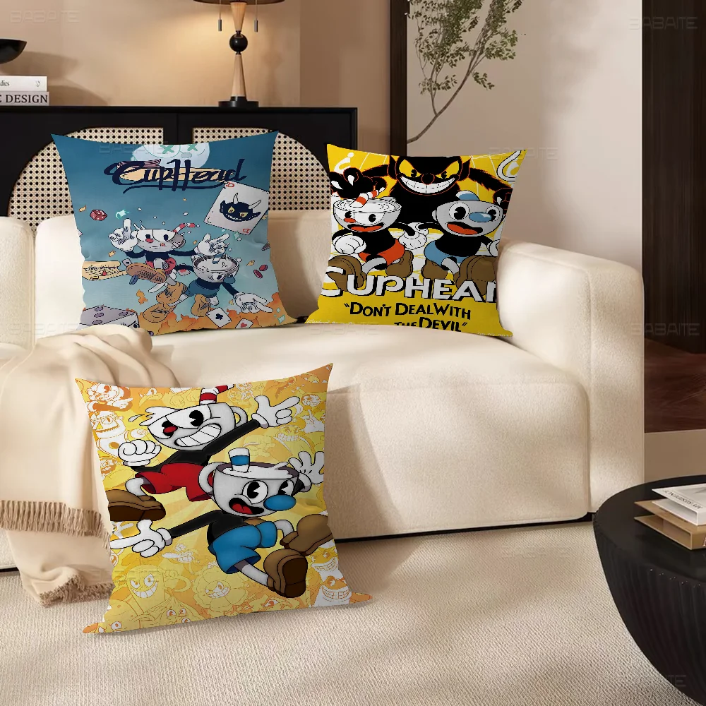 

Anime Cartoon C-Cupheads Cushion Cover 30x50 Polyester Sofa Cushions Decorative Throw Pillows Home Decoration Pillowcover