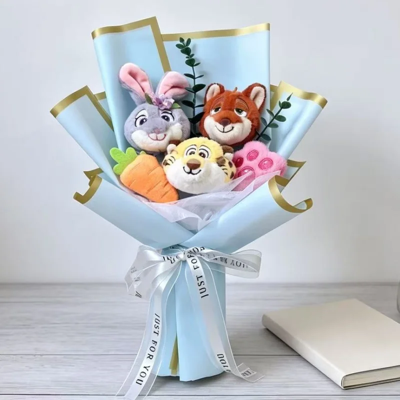 Genuine Classic Anime Characters Stitch Zootopia Dolls Creative Handmade Bouquets Christmas Birthday Graduation Valentine Gifts