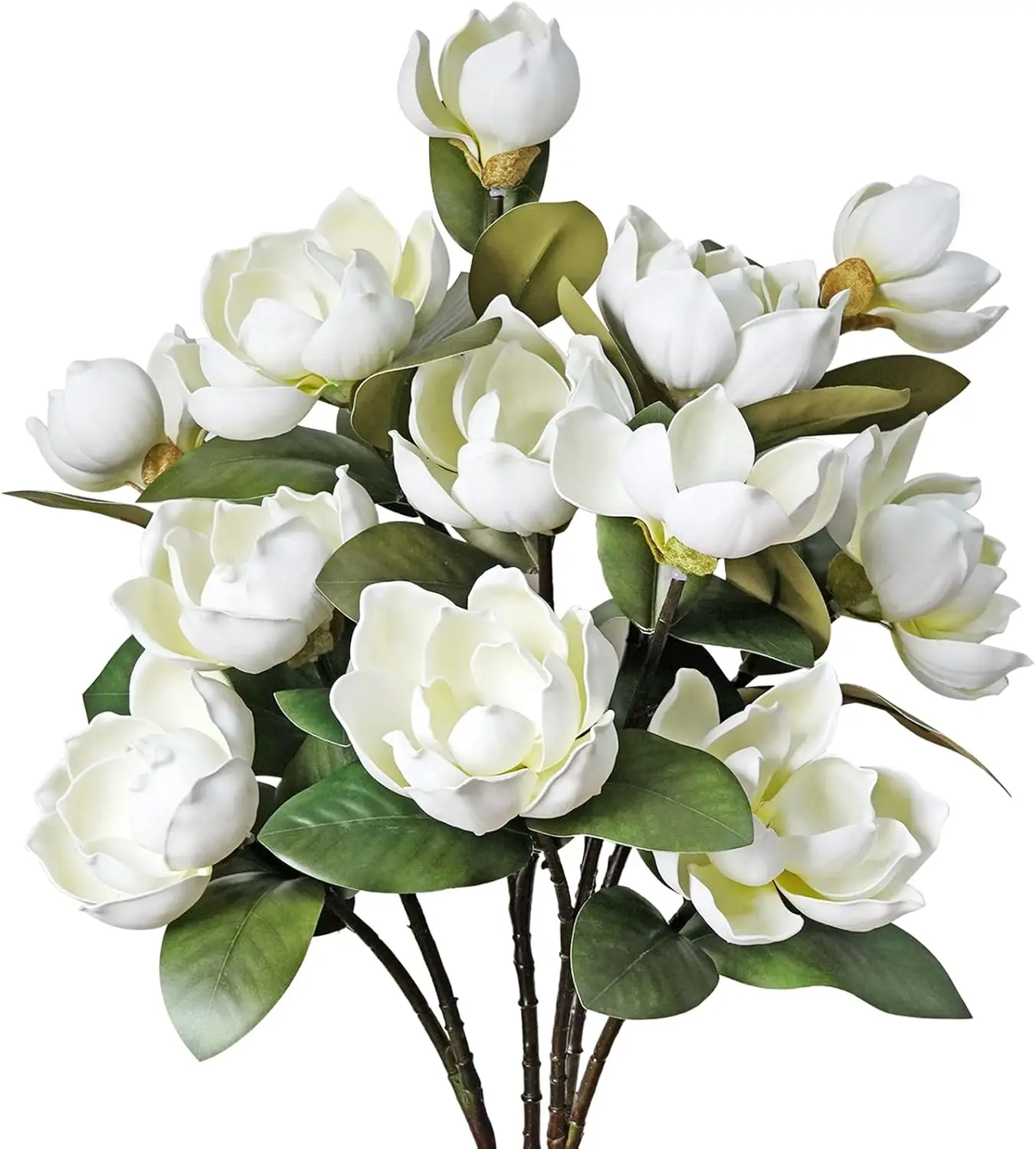 

Набор из 4 винтажных искусственных цветов магнолии с зелеными листьями для декора дома и свадеб