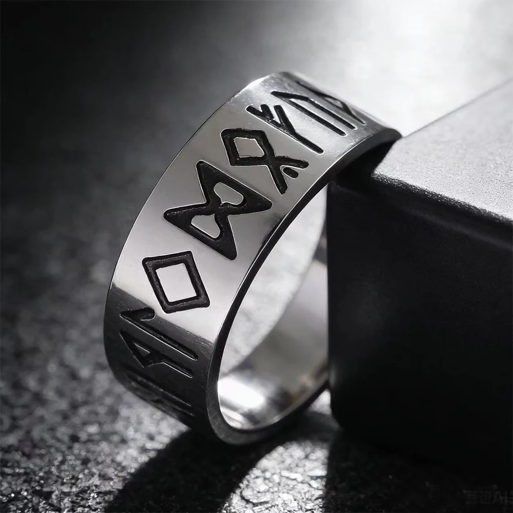 2026 New Stainless Steel Viking Runes Ring for Men Women Vintage Nordic Celtic Knot Rings Odin Letter Amulet Jewelry