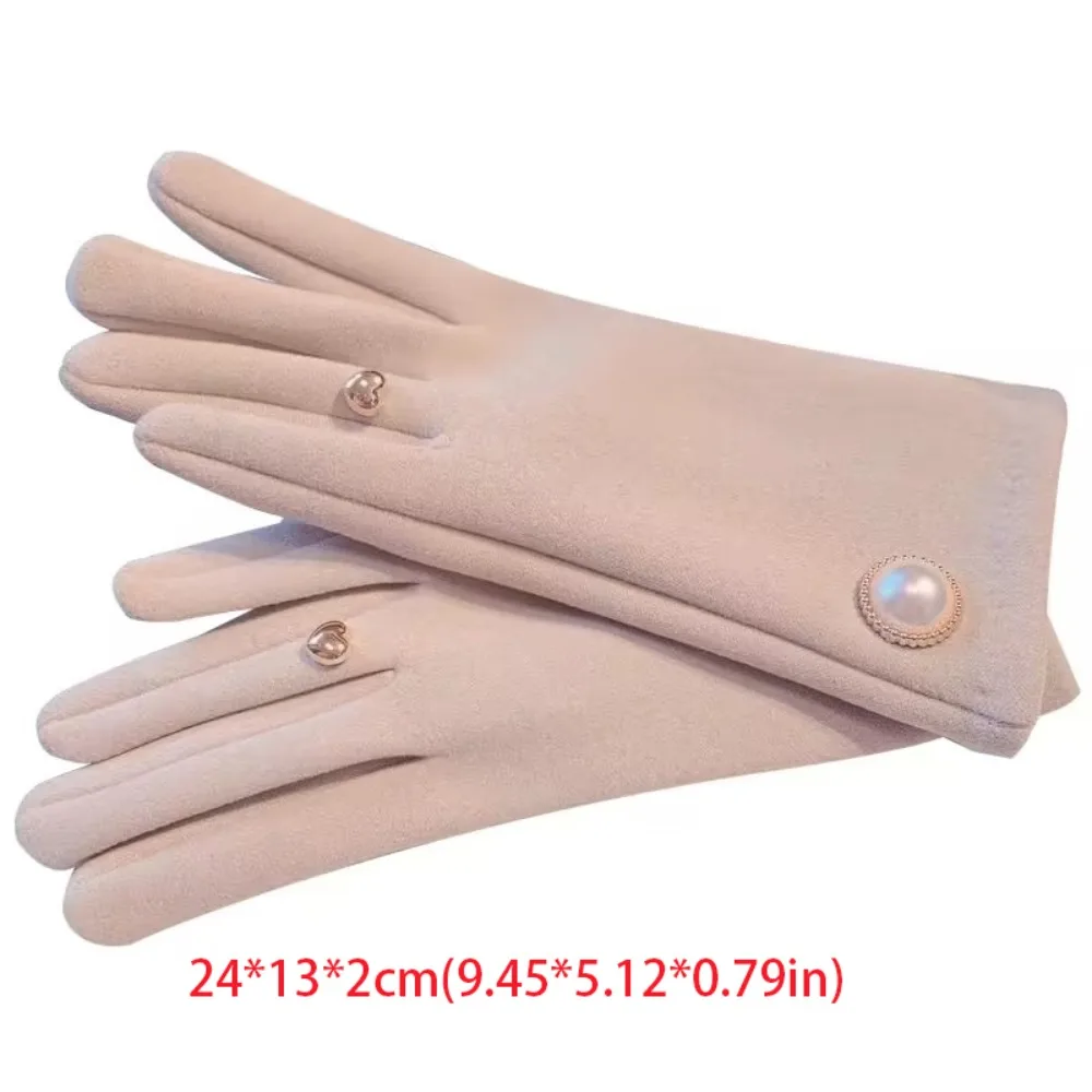 2024 Touchable Screen Winter Gloves Warm Full Finger Touch Screen Gloves Pearl Retro Full Finger Gloves Women Men