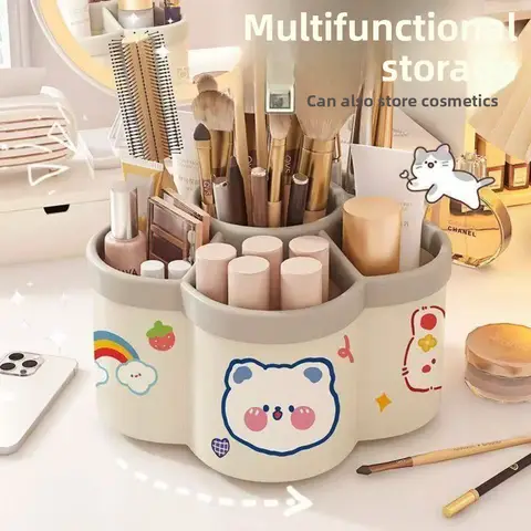 ROTATING PEN HOLDER STORAGE BUCKET STUDENT & OFFICE DESK ORGANIZER CREATIVE CUTE PLUM BLOSSOM PEN HOLDER WHOLESALE
