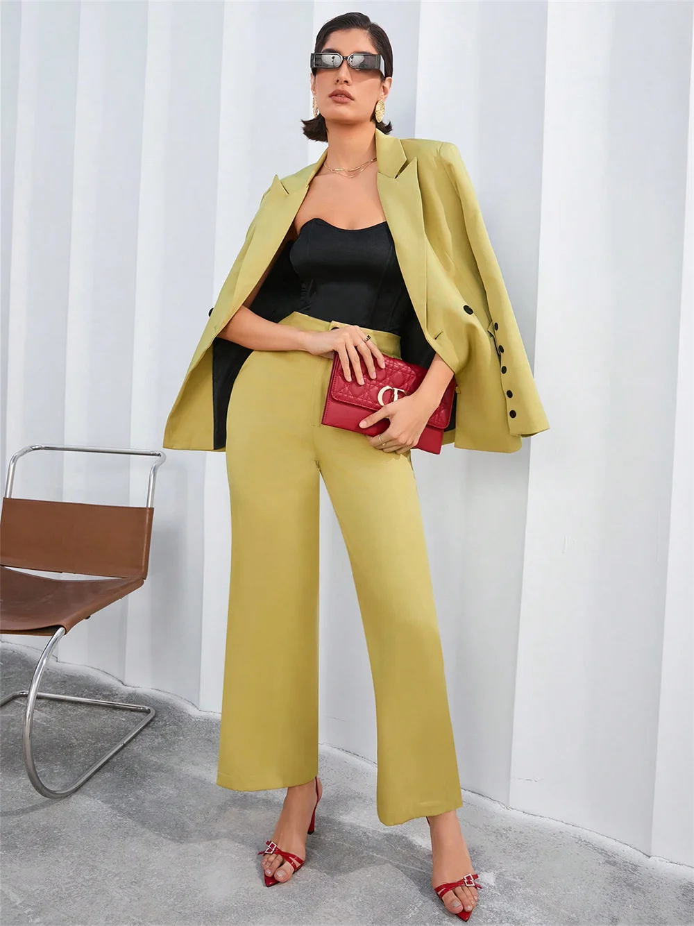 Classic V-neck Women Pant Suits Spring Summer Office Suit Charming Single Button Business Suits Wedding Tuxedo Blazer Customized