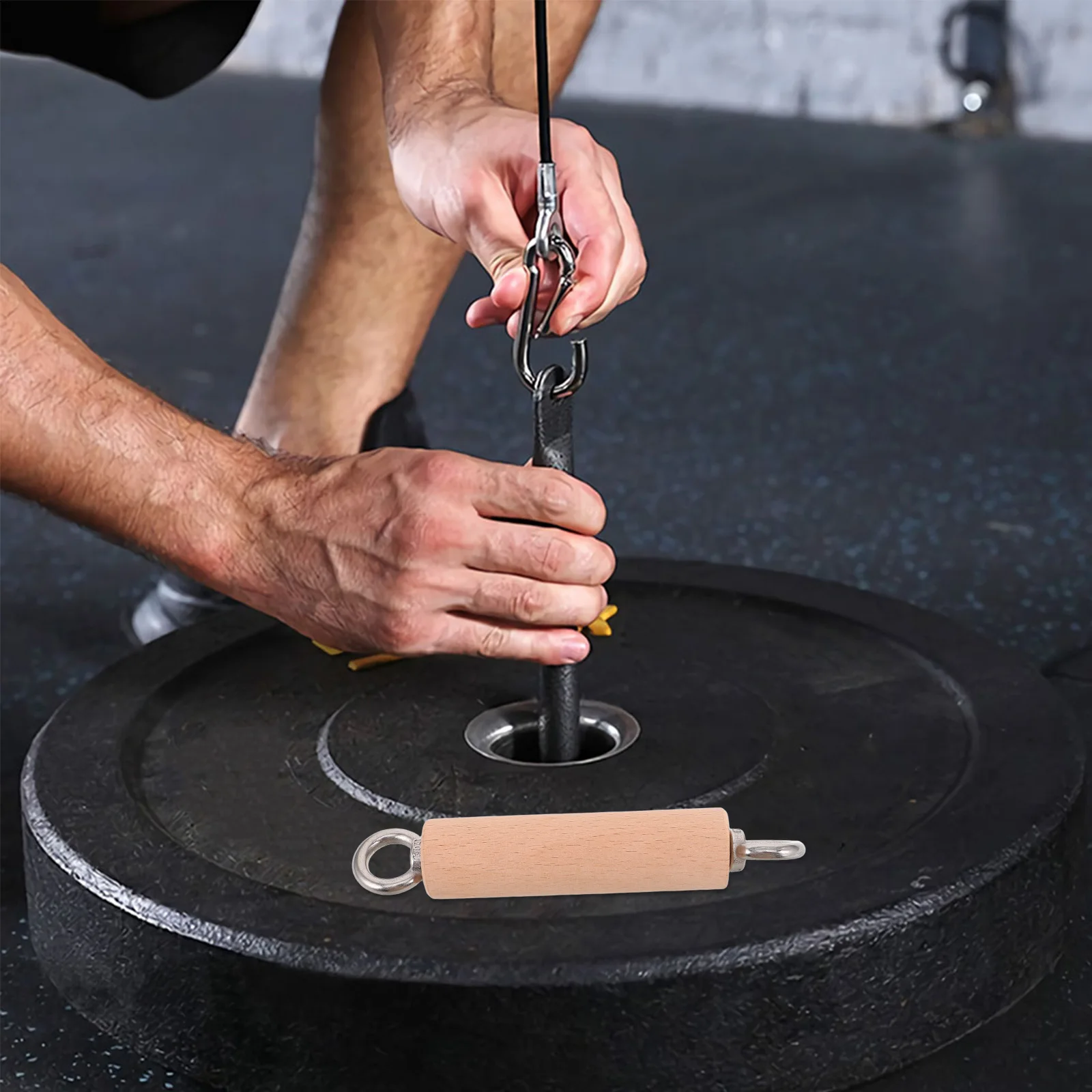 

Fitness Equipment Accessories Ergonomic Wooden Handles for Cable System Gym Workout Pull Down Machine Adjustable Resistance