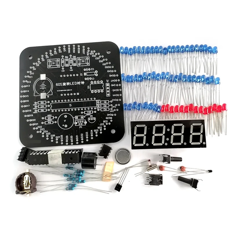

AT21-DIY Electronic Clock Kit Display Tool Soldering Practice Rotation Light Control LED Temperature Time