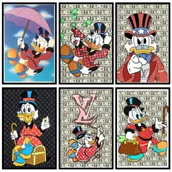 Disney Cartoon kaczor Donald plakat obraz na płótnie pieniądze luksusowa sztuka obraz Mural nowoczesny dom odbitki ścienne dekoracja pokoju dziecięcego