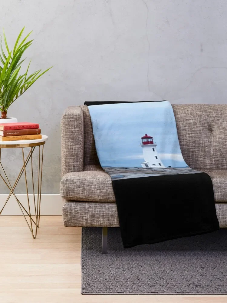 Peggy's Cove Lighthouse in Nova Scotia Throw Blanket Decorative Sofas Travel Blankets