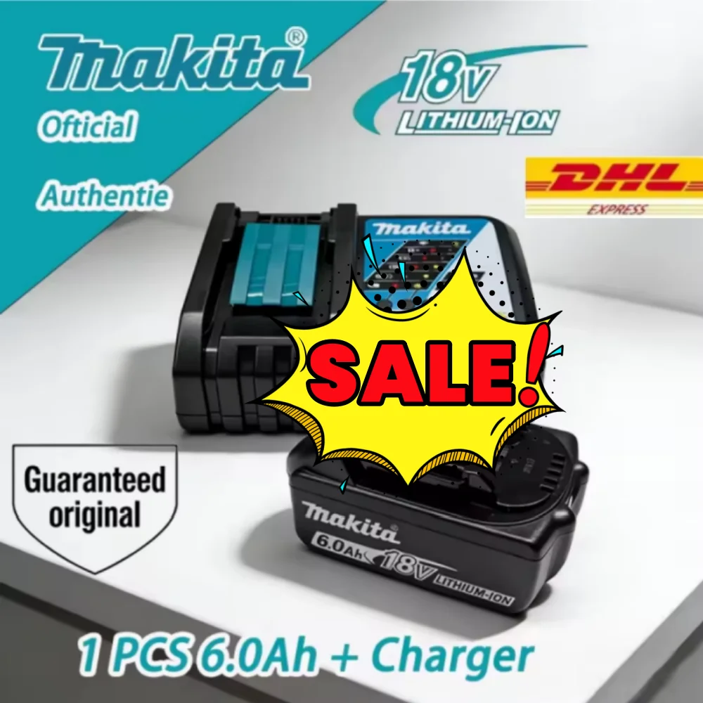 

Original Makita 18V Battery 6.0Ah 5Ah BL1830B BL1850B BL1850 BL1840 BL1860 BL1815 Compatible with DC18RC Fast Charging