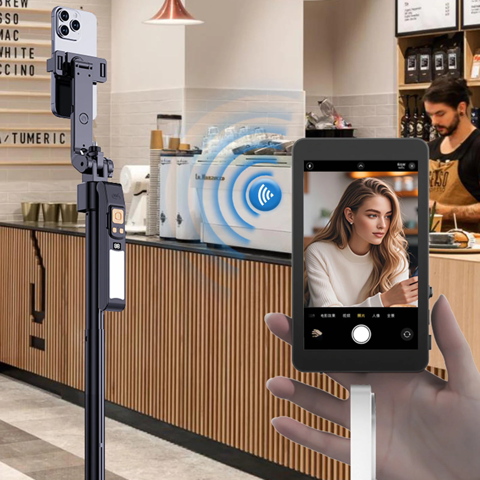 شاشة مراقبة سيلفي لمدونة الفيديو المغناطيسية للهاتف الخلفي وشاشة الكاميرا الخلفية للهاتف المحمول الذي يعمل بنظام Android iPhone