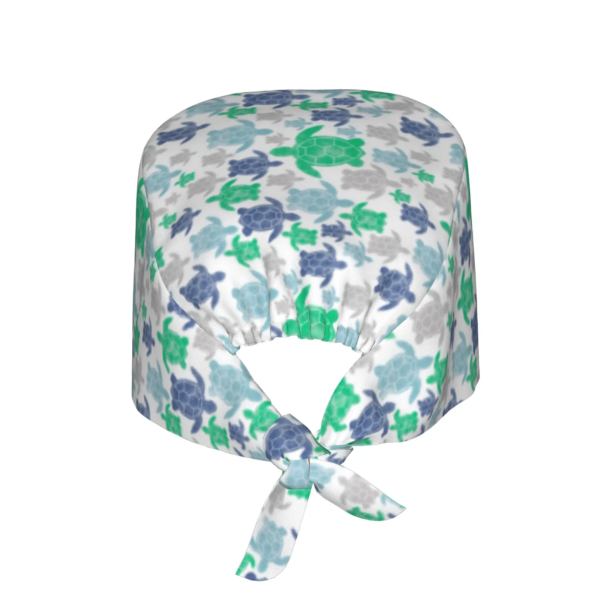 Sea Turtles Going With Flow Cleaning Working Cap Cool Unisex Blue And Green Scrub Cap Surgicals Hat Nurse Scrubs Hat For Dentist