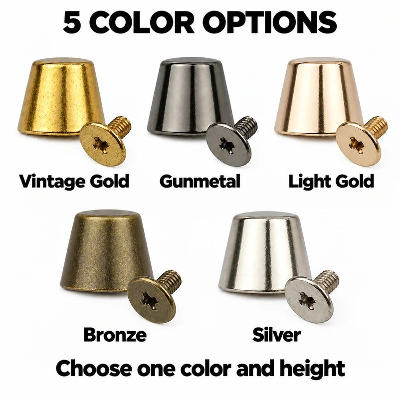 5 Sets Barrel Screw Rivets with Matching Screws, 5/9/12.5mm Tall Decorative Studs for Leather Bags Belts DIY Crafts
