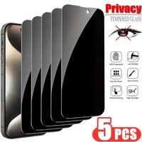 5Pcs Privacy Mobile Phone Protective Film For IPhone 11 12 13 14 15 16 Pro Max Tempered Glass For IPhone XR XS Max Glass