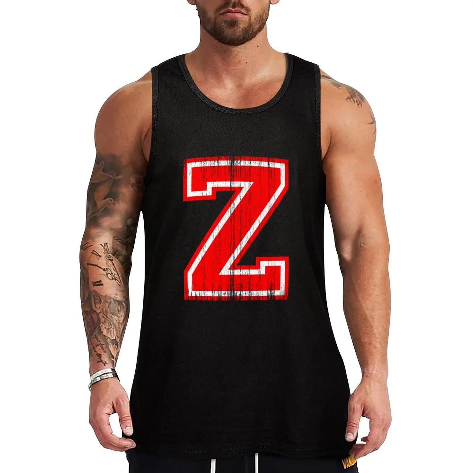

Big Red Letter Z Tank Top Streetwear Tank Top Casual Hip Hop Sleeveless Tee