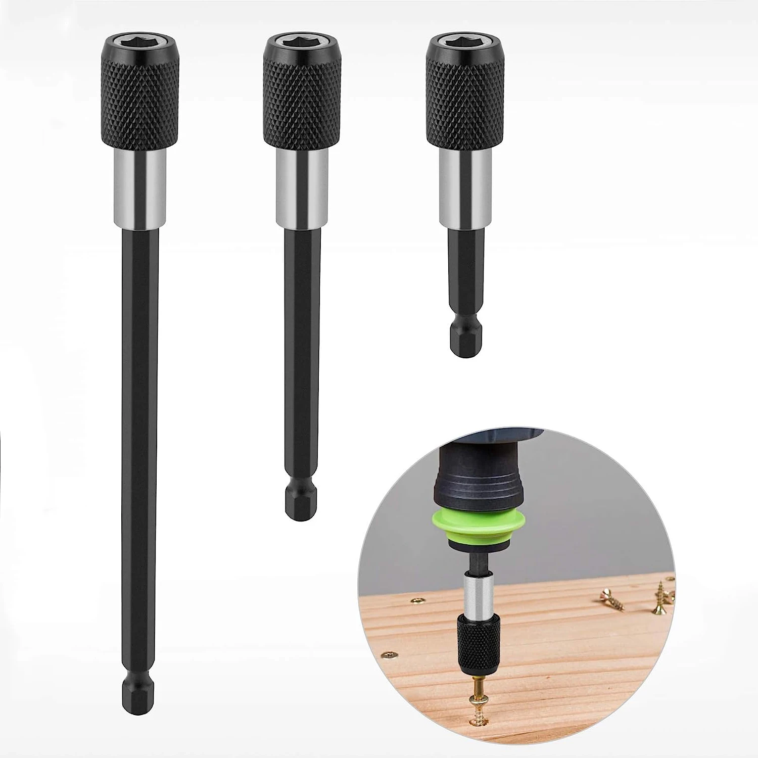 3PC Hexagonal Quick Release Self-locking Extension Rod Electric Drill Driver Quick Transfer Rod Screwdriver Extension Rod Tool