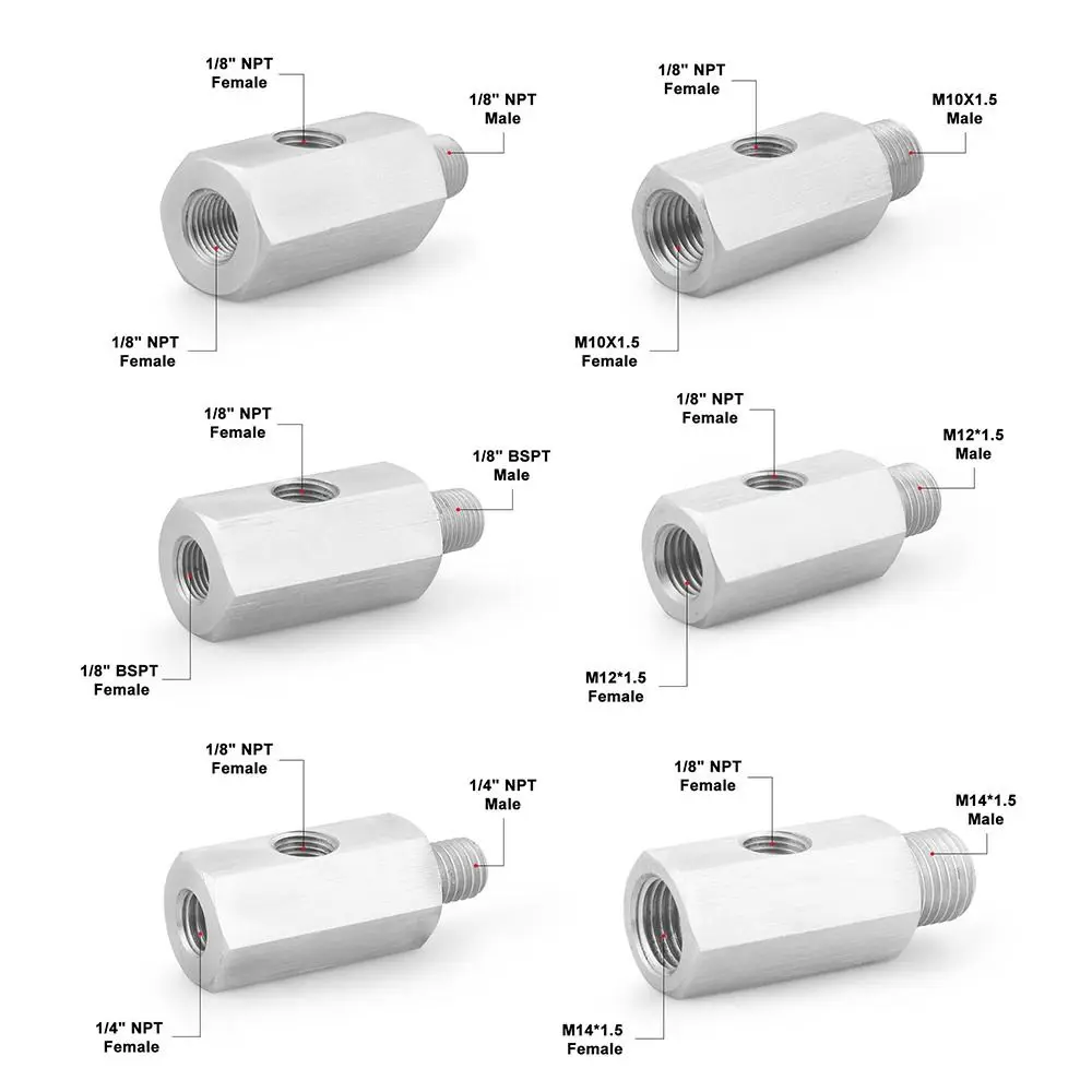 

Нержавеющая сталь с боковыми отверстиями, разъем датчика давления масла M12 M10 M14 1/8 "NPT, гнездовой адаптер для манометра линии подачи