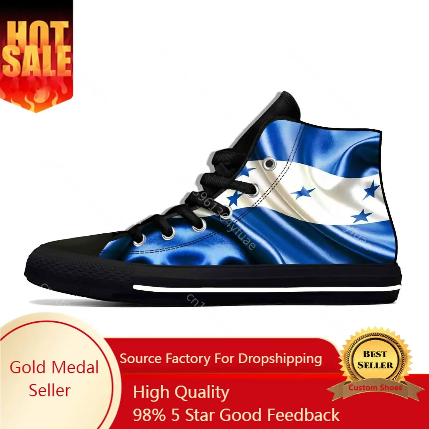 

Honduras Honduran Flag Patriotic Pride Cool Funny Casual Cloth Shoes High Top Comfortable Breathable 3D Print Men Women Sneakers