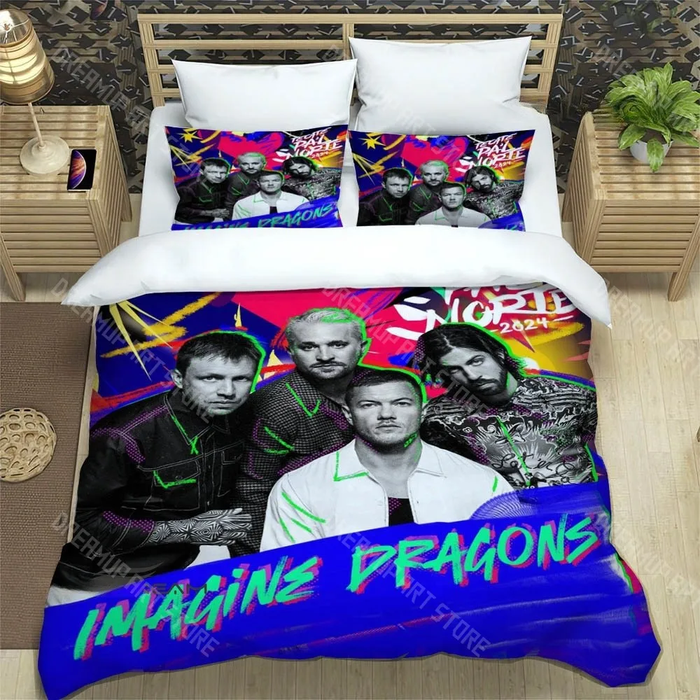 3D Printed Imagine Rock Band Dragons Bedding Set for Boys Girls Duvet Cover Pillowcase Twin Queen King Full Single Double Sizes