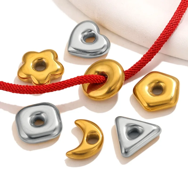 Large Aperture Multiple Types Stainless Steel Triangle Moon-shaped Heart Shape Charms for Jewelry Making Necklace DIY Materials