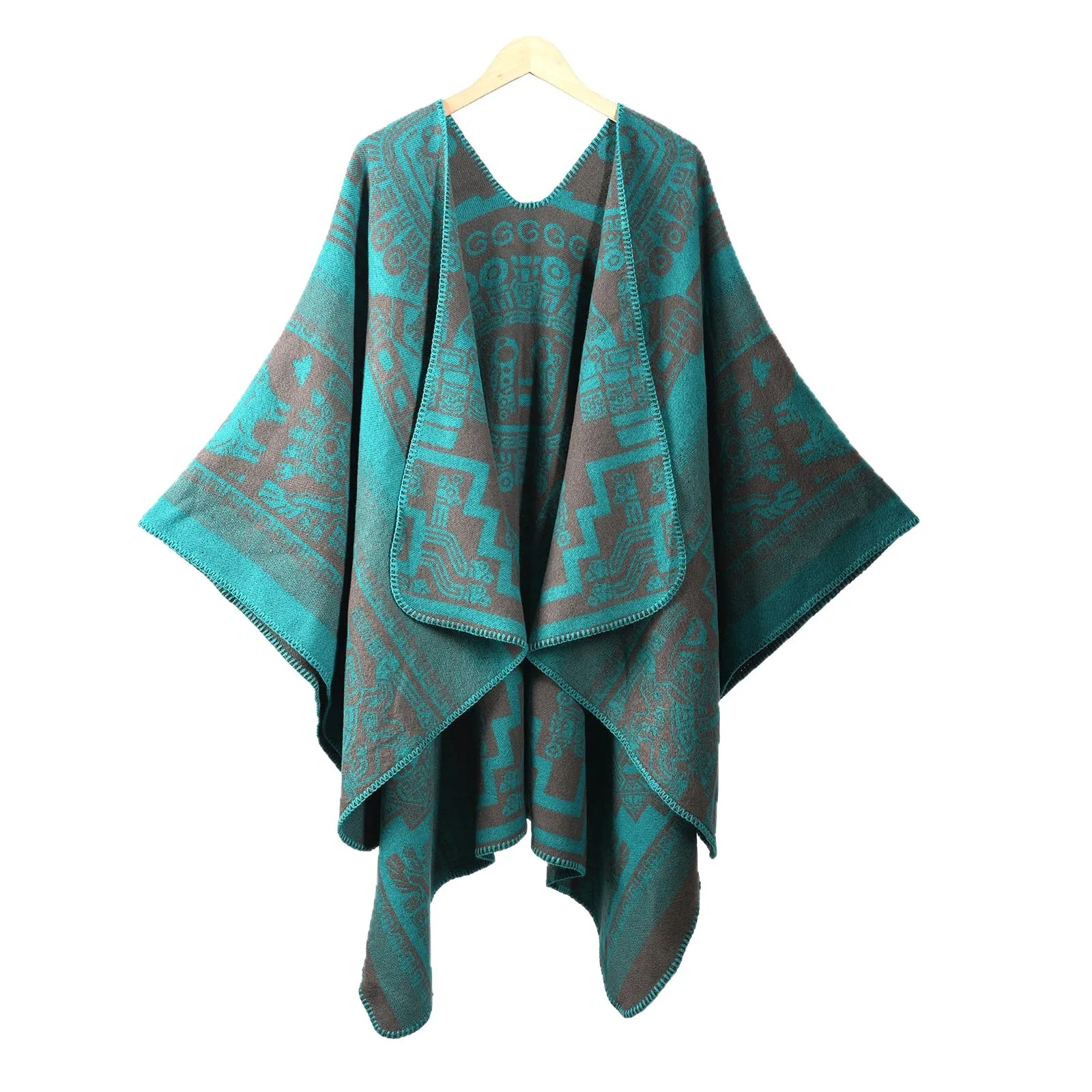 Poncho Vintage Trendy Split Front Men's Warmth Cloak Thickened Capelet New Arrival for Road Trips and Travel Cape P1
