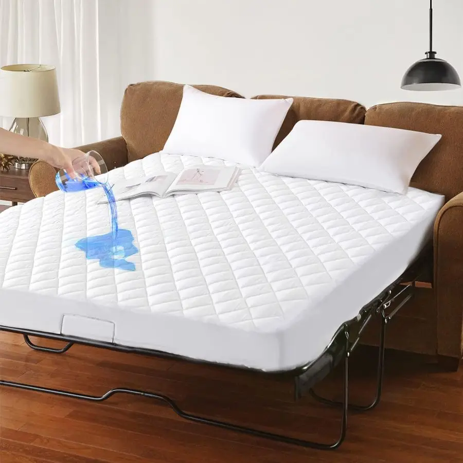 Waterproof Sofa Bed Mattress Pad 100 Waterproof Full Sleeper Sofa Mattress Protector Quilted, Breathable Noiseless Sofa Mattress