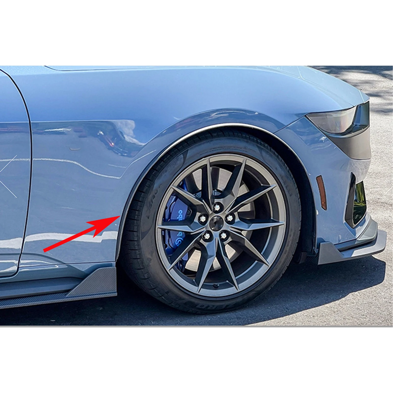 For Ford Mustang S650 GT Ecoboost 2024 2025 Front Wheel Eyebrow Arch Molding Fender Flare Mudguards Carbon Look APair