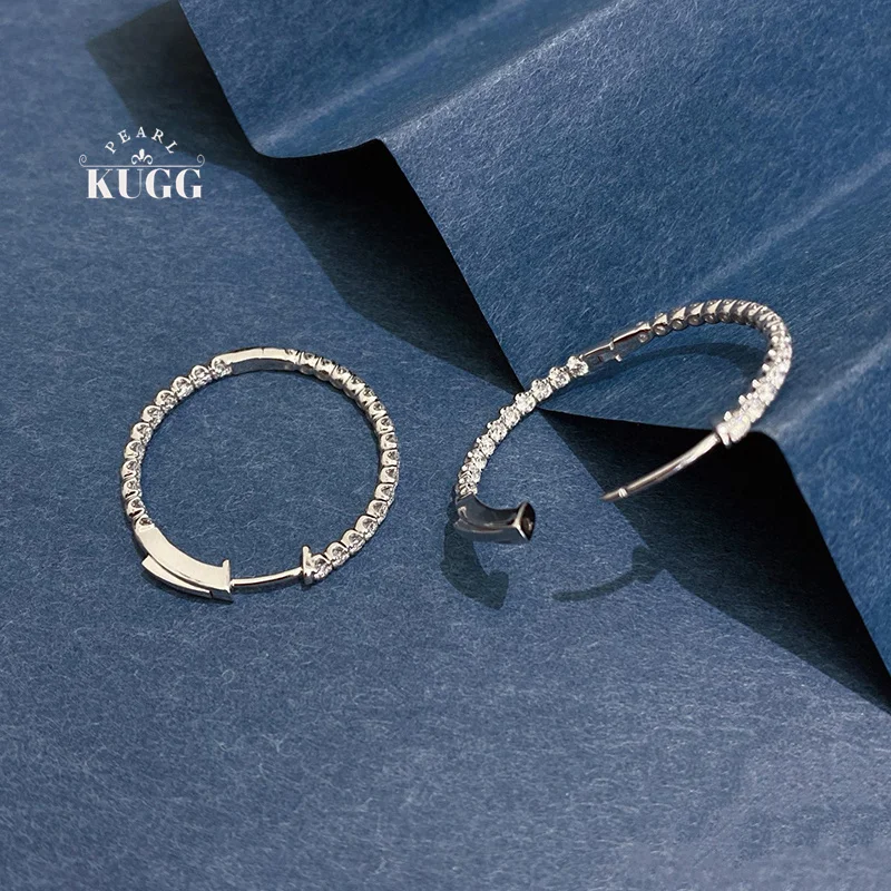 

KUGG серьги из 100% белого золота 18 карат, роскошные простые стильные серьги-кольца из настоящего натурального бриллианта 1,17 карата для женщин, ювелирные изделия для вечеринок