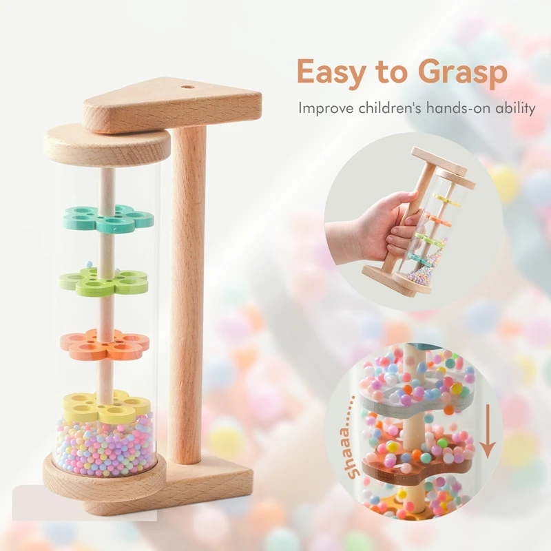 Montessori Baby Regen Stick Regenbogen Sanduhr Regen Musik Rassel Mit Unterstützung Kind Montessori Sinnes Spielzeug BABYS Pädagogisches Geschenk