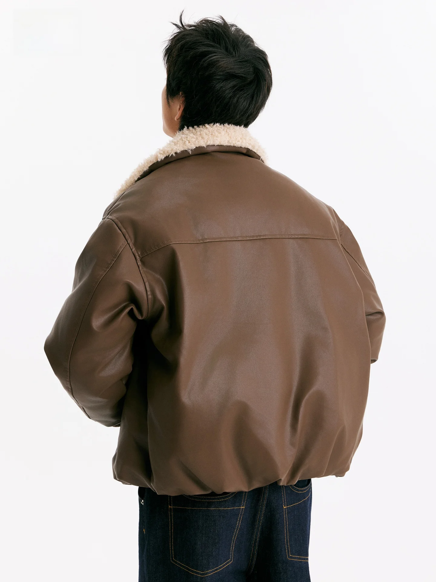 TIRED الأمريكية الرجعية بو الجلود Jaet Thiened القطن الدفء فرو الضأن طوق معطف الشتاء الشباب عارضة طويلة Sve سستة Cl... #5