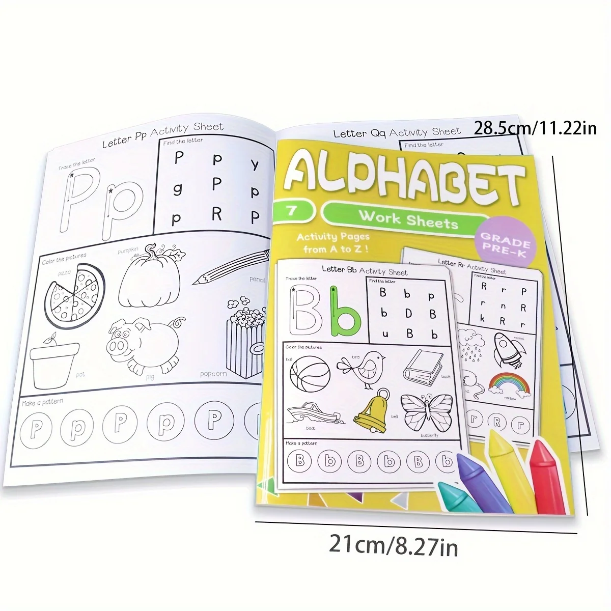 Children's alphabet coloring book, cute cartoon patterns, preschool early education workbook, boost your baby's hands-on skills