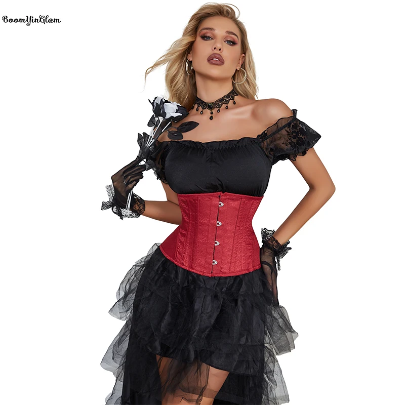 4, 5 Or 6 Busk Closure Women's Steampunk Clothing Spiral Steel Bone Waist Training Corset Plus Size Underbust Corselet