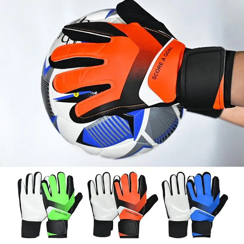 1 زوج قفازات حارس المرمى للأطفال الكبار كرة القدم اللاتكس سميكة حماية قفازات حارس المرمى كرة القدم حارس المرمى قفازات عدم الانزلاق