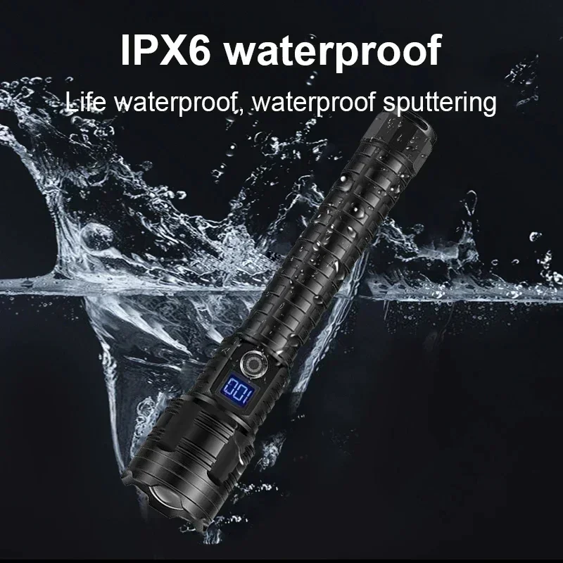 2025 Ultra Powerful Flashlight 800W Rechargeable Torch Light 10000mAh XHP360 High Power LED Flashlights 5000M Tactical Lantern