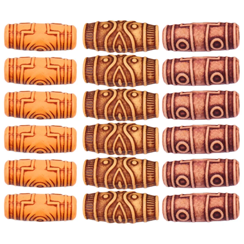 

60 шт., плетение бусин, имитация дерева, манжеты для волос, полые трубки, винтажные филигранные кольца для укладки волос, декоративные