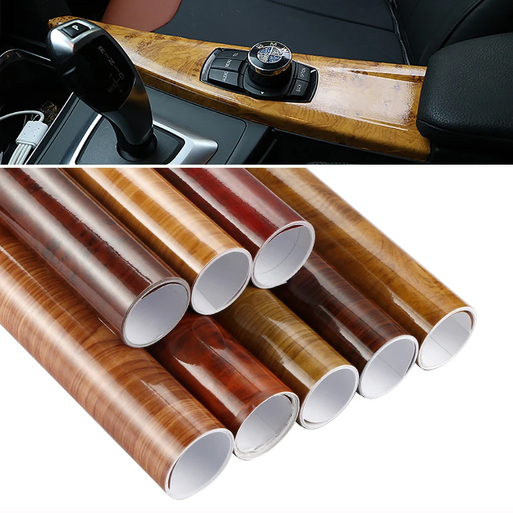 Car Self-adhesive Decals Vinyl Film 200/600*50cm Wood Grain Textured  Modification Wallpaper Furniture Auto Interior Stickers