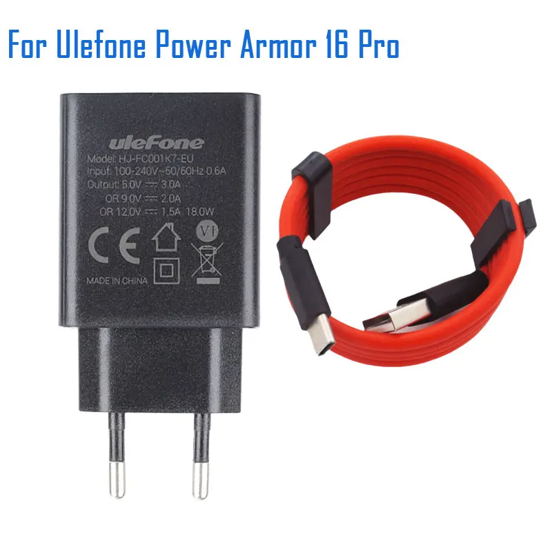 

Новый оригинальный USB-адаптер питания, зарядное устройство с европейской вилкой, кабель Type-C для путешествий, кабель для передачи данных, зарядный кабель для телефона Ulefone Power Armor 16 Pro
