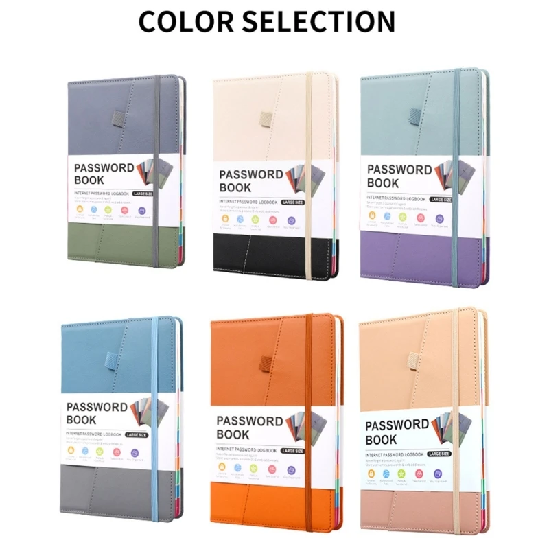 Stylish PU Cover Password Book with Tabs Large Size Password Keeper Journal Notebook for Computer K1KF