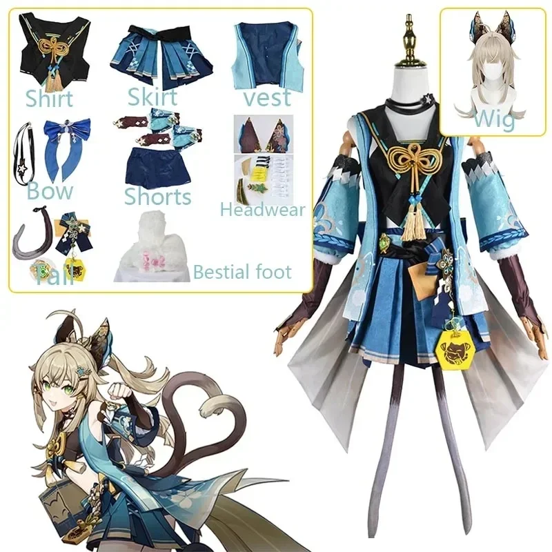 XS-3XL in Stock Genshin Impact Kirara Cosplay Costume Full Set Role Playing Accessories Kirara Cosplay Wig Costume