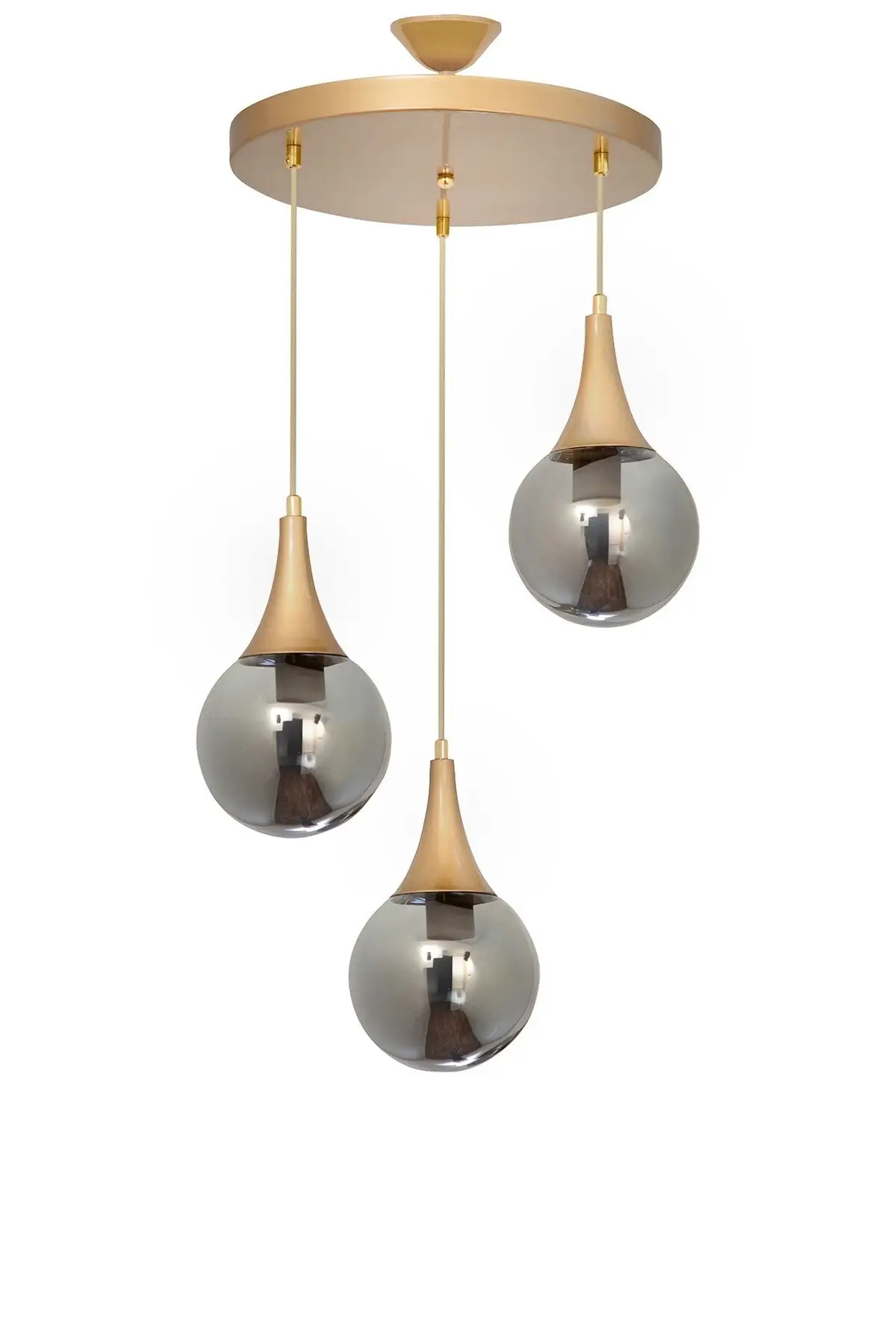 

DOLBOVI drop 3 pcs tumbled round smoked glass pendant chandelier